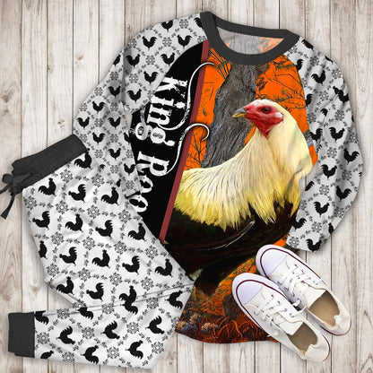 Rooster King Personalized Name Pajama Set |Sleepwear Pjs Sets | Raglan Shirt Pants Set