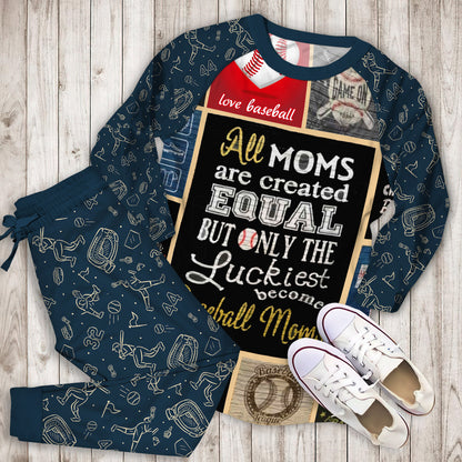 Baseball Mom Pajama Set | Pajamas | Cotton Sleepwear Sets | Soft Long Sleeve Pjs | Raglan Shirt and Pants Set