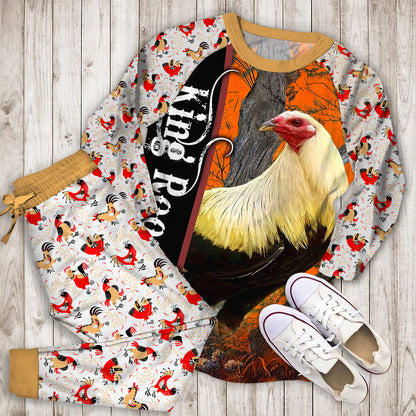 Rooster King Personalized Name Pajama Set |Sleepwear Pjs Sets | Raglan Shirt Pants Set