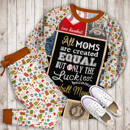 Baseball Mom Pajama Set | Pajamas | Cotton Sleepwear Sets | Soft Long Sleeve Pjs | Raglan Shirt and Pants Set