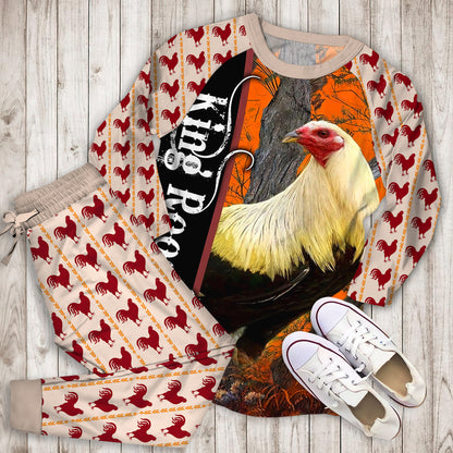 Rooster King Personalized Name Pajama Set |Sleepwear Pjs Sets | Raglan Shirt Pants Set