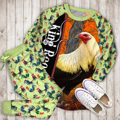 Rooster King Personalized Name Pajama Set |Sleepwear Pjs Sets | Raglan Shirt Pants Set