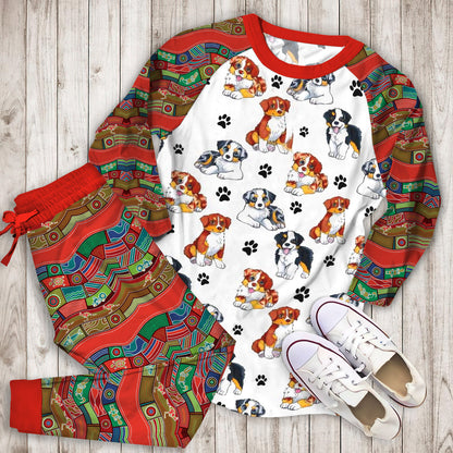 Australian Shepherd Mom Pajama Set | Pajamas | Cotton Sleepwear Sets | Soft Long Sleeve Pjs | Raglan Shirt and Pants Set