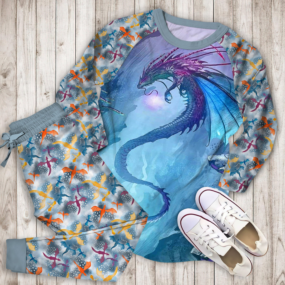 Dragon Pajama Set | Pajamas | Cotton Sleepwear Sets | Soft Long Sleeve Pjs | Raglan Shirt and Pants Set