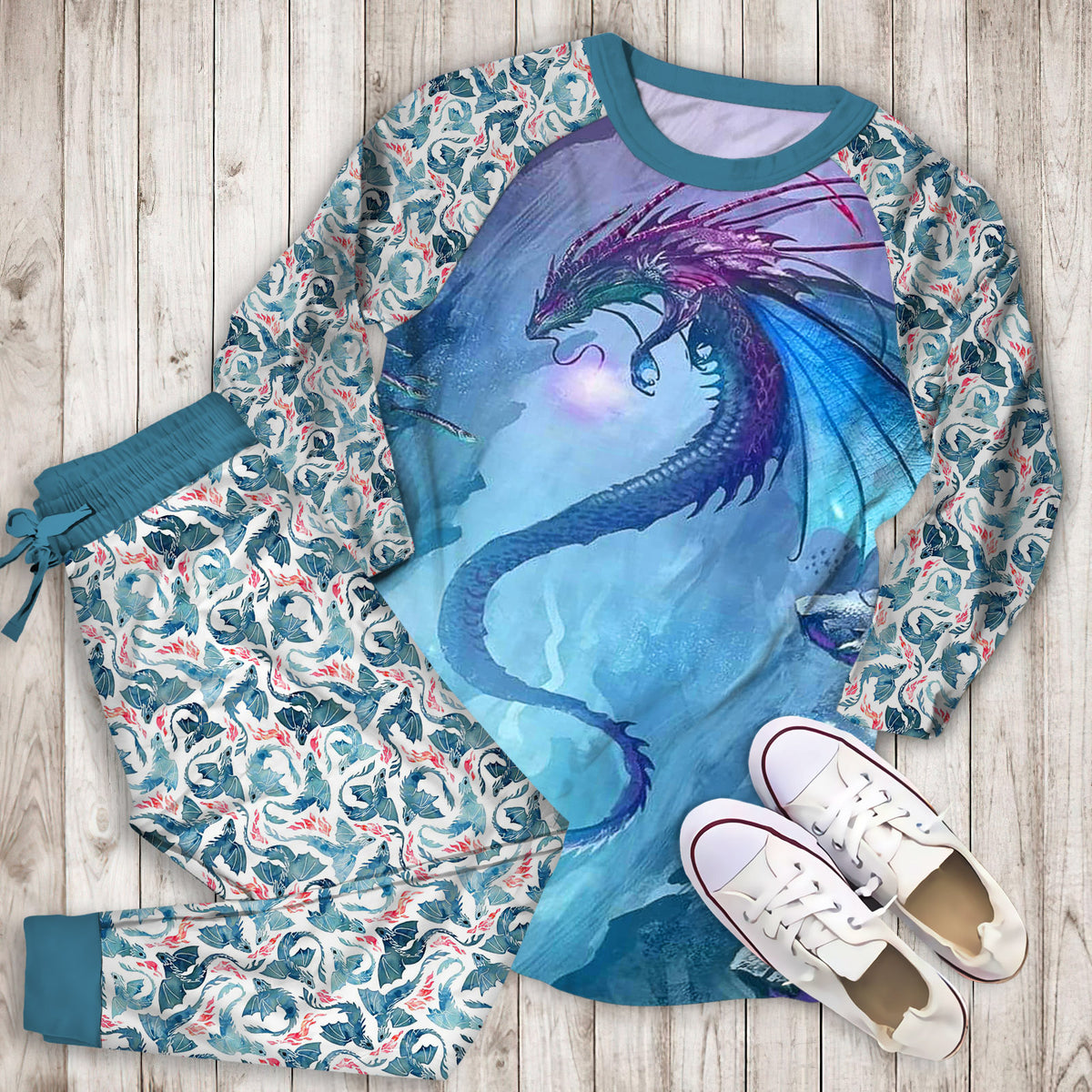 Dragon Pajama Set | Pajamas | Cotton Sleepwear Sets | Soft Long Sleeve Pjs | Raglan Shirt and Pants Set