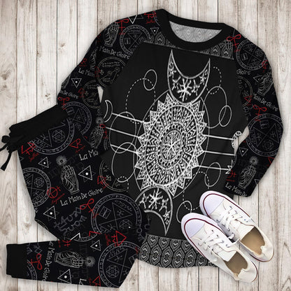 Wicca Triple Moon Pajama Set | Pajamas | Cotton Sleepwear Sets | Soft Long Sleeve Pjs | Raglan Shirt and Pants Set