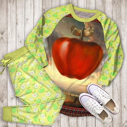 Apple Pajama Set | Pajamas | Cotton Sleepwear Sets | Soft Long Sleeve Pjs | Raglan Shirt and Pants Set