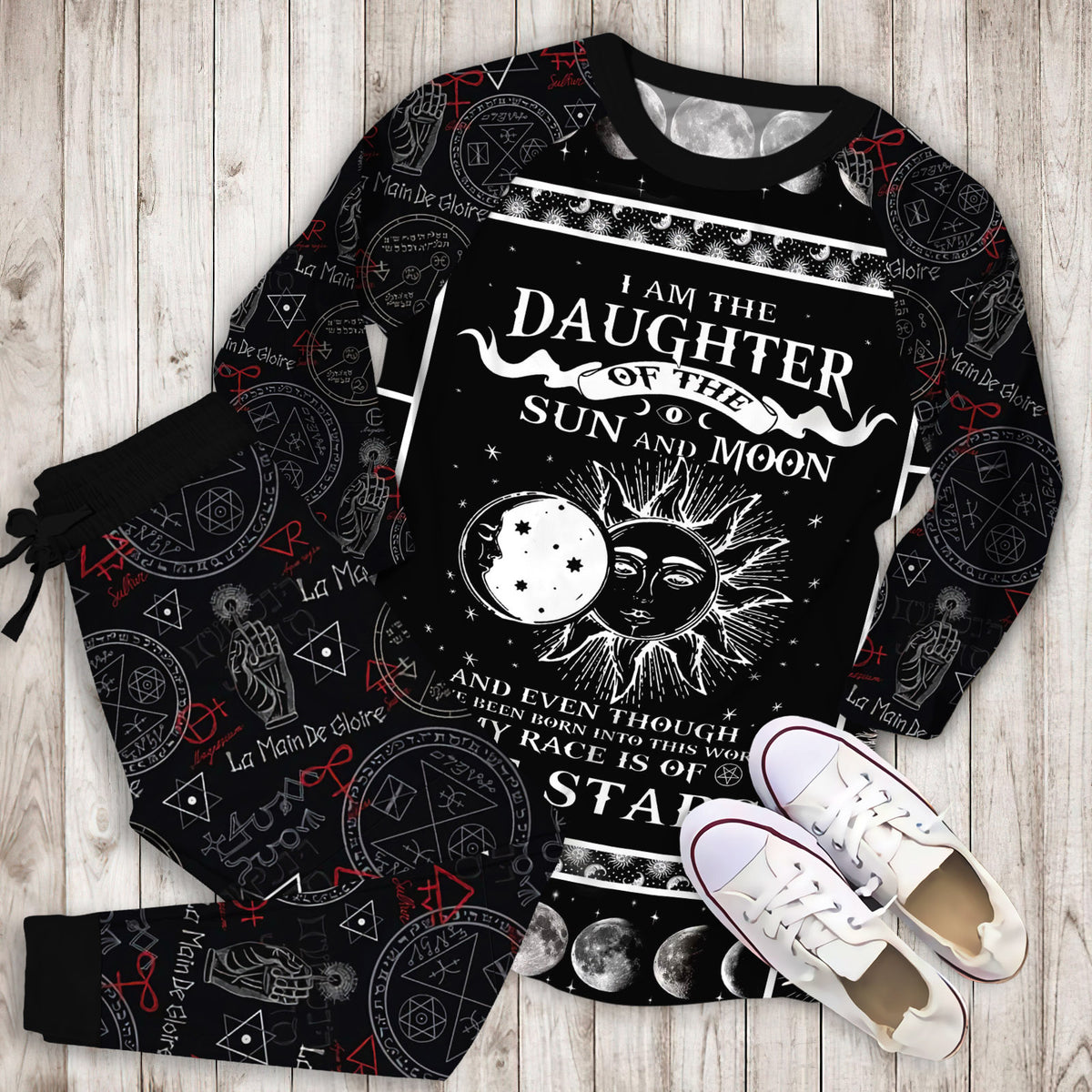 Wicca Pajama Set | Pajamas | Cotton Sleepwear Sets | Soft Long Sleeve Pjs | Raglan Shirt and Pants Set