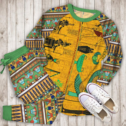 Ancient Egypt Pajama Set |Sleepwear Pjs Sets | Raglan Shirt Pants Set