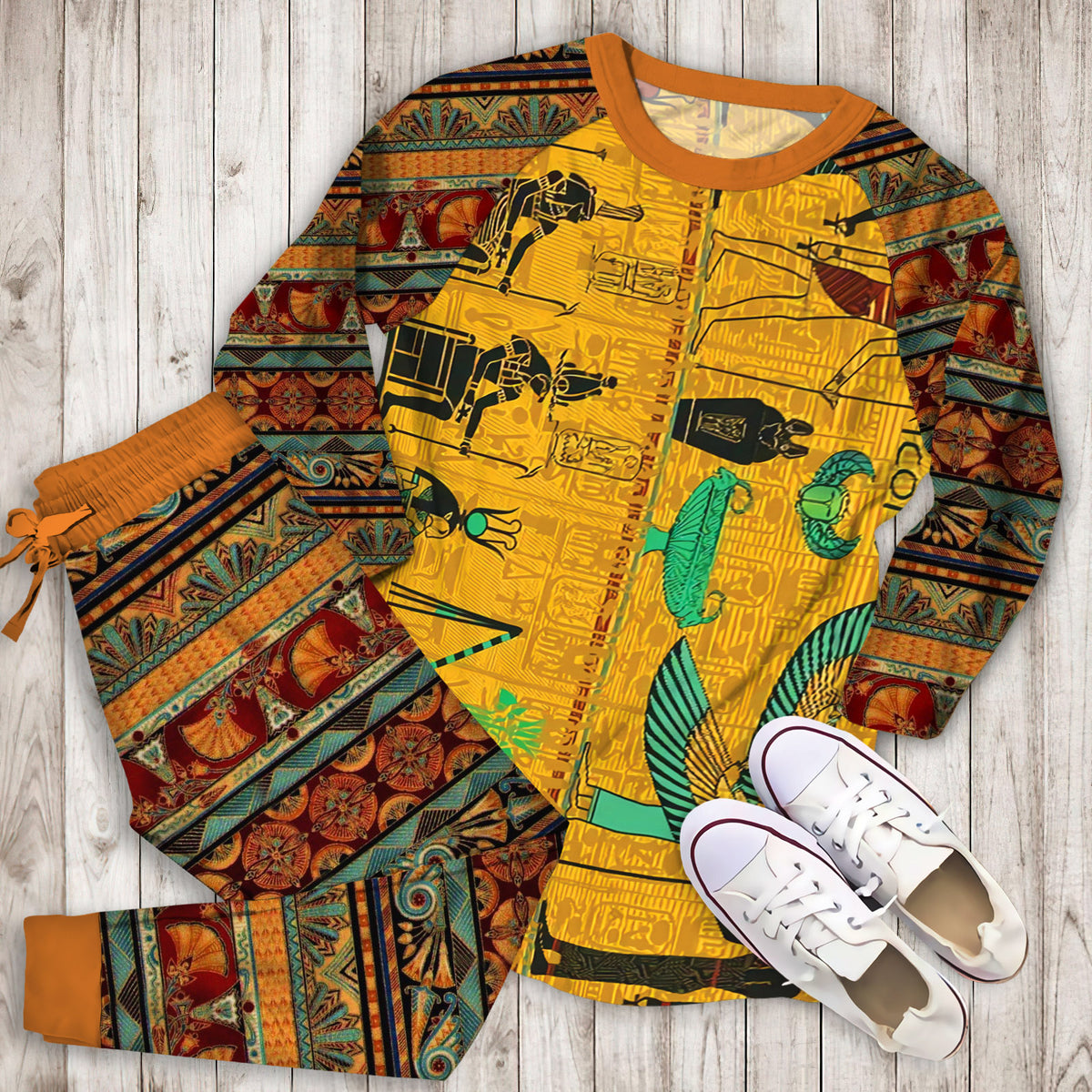 Ancient Egypt Pajama Set |Sleepwear Pjs Sets | Raglan Shirt Pants Set