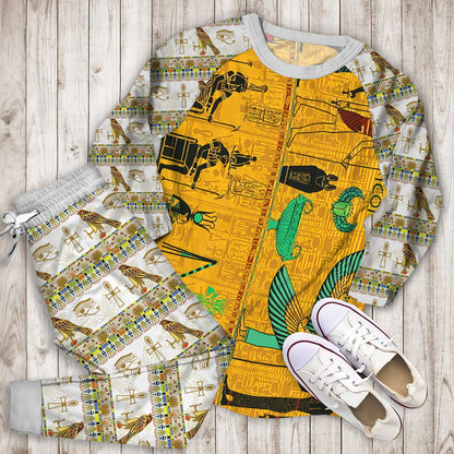 Ancient Egypt Pajama Set |Sleepwear Pjs Sets | Raglan Shirt Pants Set
