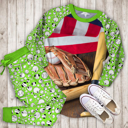Baseball Pajama Set | Pajamas | Cotton Sleepwear Sets | Soft Long Sleeve Pjs | Raglan Shirt and Pants Set