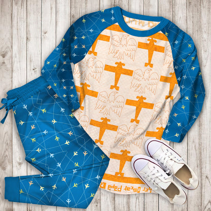 Airplane Pajama Set |Sleepwear Pjs Sets | Raglan Shirt Pants Set