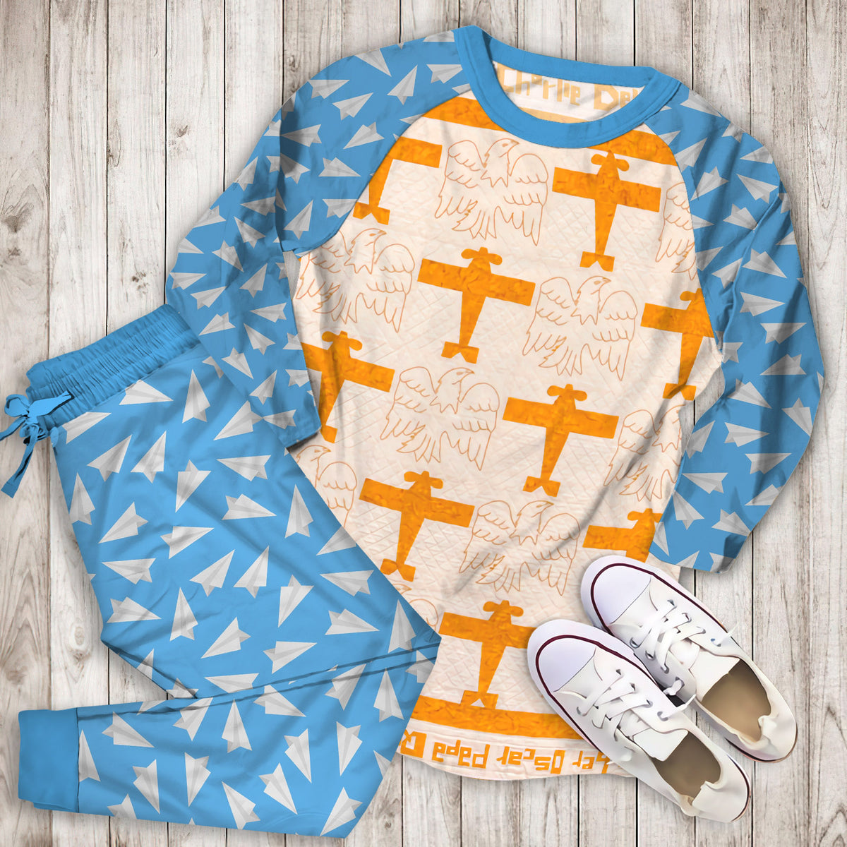 Airplane Pajama Set |Sleepwear Pjs Sets | Raglan Shirt Pants Set