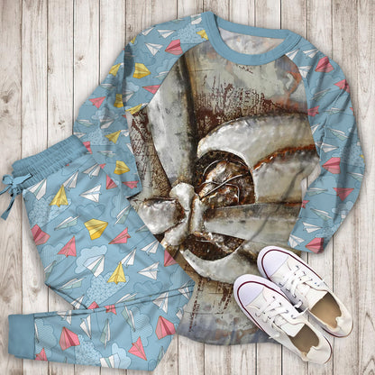 Airplane Pajama Set | Pajamas | Cotton Sleepwear Sets | Soft Long Sleeve Pjs | Raglan Shirt and Pants Set