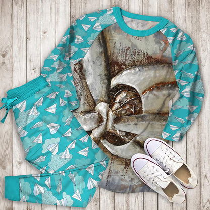 Airplane Pajama Set | Pajamas | Cotton Sleepwear Sets | Soft Long Sleeve Pjs | Raglan Shirt and Pants Set