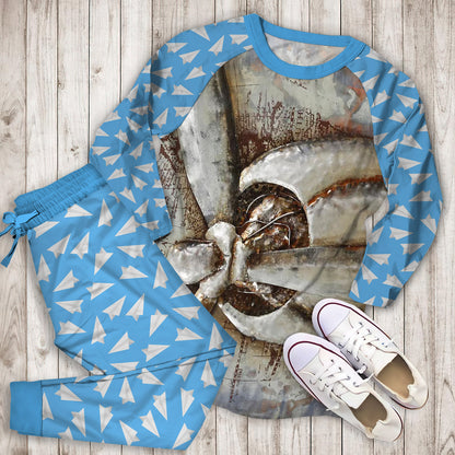 Airplane Pajama Set | Pajamas | Cotton Sleepwear Sets | Soft Long Sleeve Pjs | Raglan Shirt and Pants Set