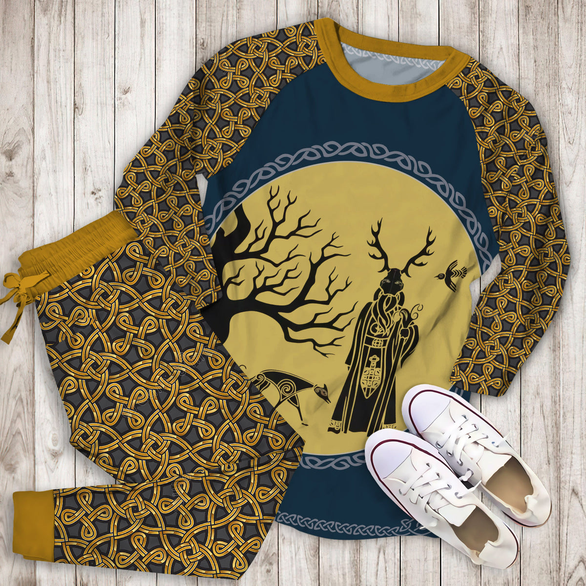 Celtic Druid Pajama Set |Sleepwear Pjs Sets | Raglan Shirt Pants Set