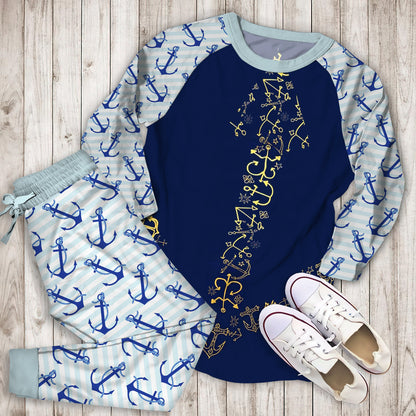 Scenery Anchor Pajama Set | Pajamas | Cotton Sleepwear Sets | Soft Long Sleeve Pjs | Raglan Shirt and Pants Set