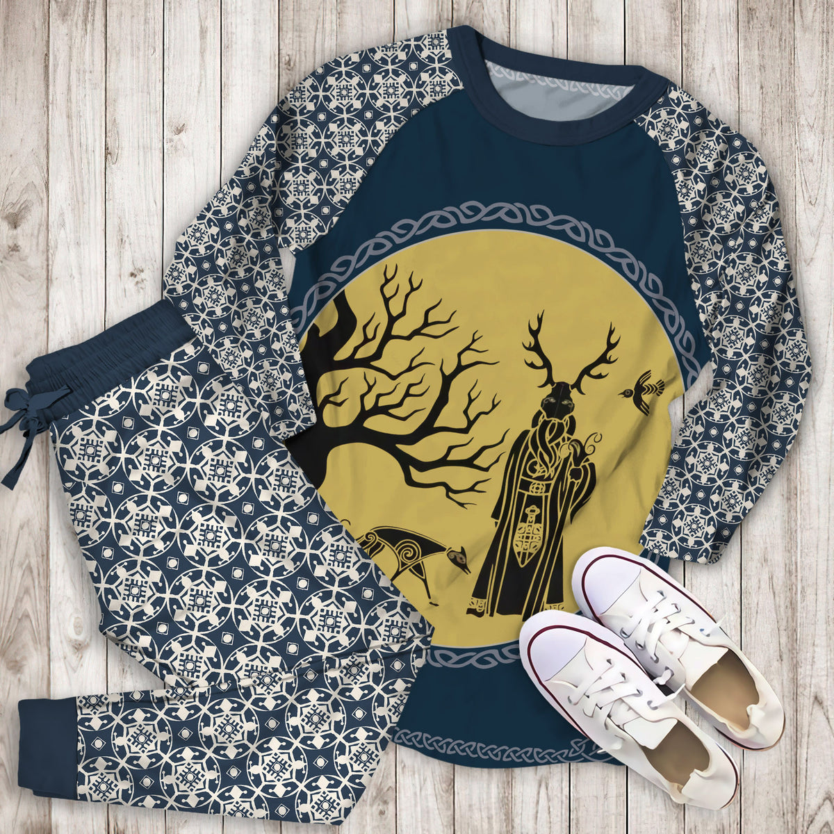 Celtic Druid Pajama Set |Sleepwear Pjs Sets | Raglan Shirt Pants Set