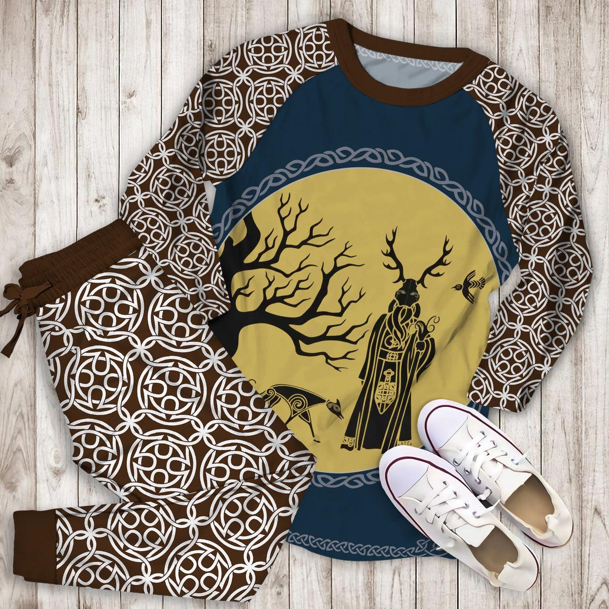 Celtic Druid Pajama Set |Sleepwear Pjs Sets | Raglan Shirt Pants Set