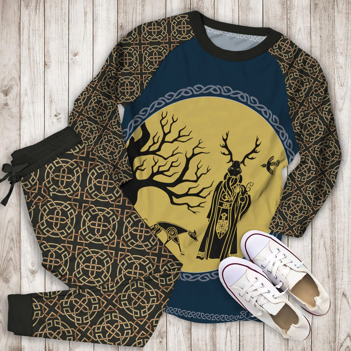 Celtic Druid Pajama Set |Sleepwear Pjs Sets | Raglan Shirt Pants Set