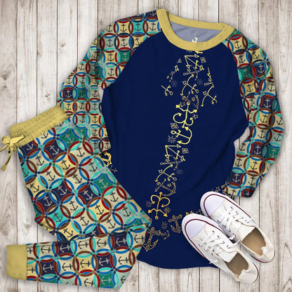 Scenery Anchor Pajama Set | Pajamas | Cotton Sleepwear Sets | Soft Long Sleeve Pjs | Raglan Shirt and Pants Set