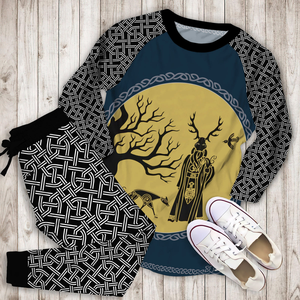 Celtic Druid Pajama Set |Sleepwear Pjs Sets | Raglan Shirt Pants Set