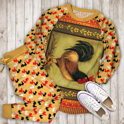 Rooster Pajama Set | Pajamas | Cotton Sleepwear Sets | Soft Long Sleeve Pjs | Raglan Shirt and Pants Set