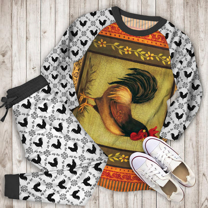 Rooster Pajama Set | Pajamas | Cotton Sleepwear Sets | Soft Long Sleeve Pjs | Raglan Shirt and Pants Set