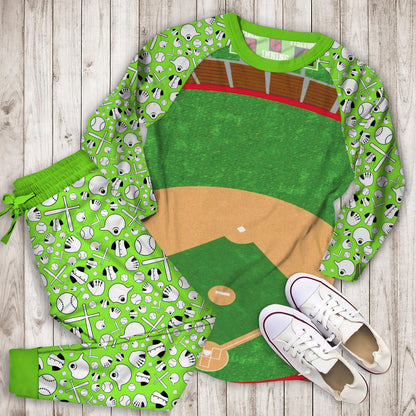 Baseball Pajama Set | Pajamas | Cotton Sleepwear Sets | Soft Long Sleeve Pjs | Raglan Shirt and Pants Set