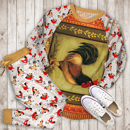 Rooster Pajama Set | Pajamas | Cotton Sleepwear Sets | Soft Long Sleeve Pjs | Raglan Shirt and Pants Set