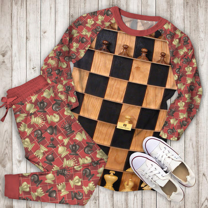 Walgal Knowledge Chess Rule Pajama Set |Sleepwear Pjs Sets | Raglan Shirt Pants Set