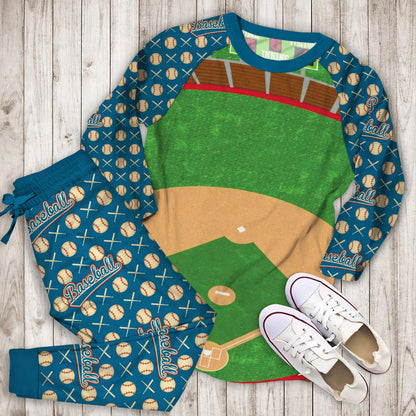 Baseball Pajama Set | Pajamas | Cotton Sleepwear Sets | Soft Long Sleeve Pjs | Raglan Shirt and Pants Set