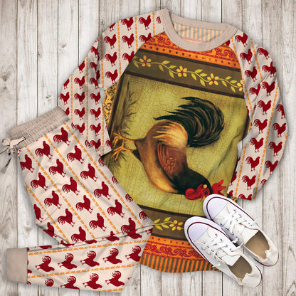 Rooster Pajama Set | Pajamas | Cotton Sleepwear Sets | Soft Long Sleeve Pjs | Raglan Shirt and Pants Set