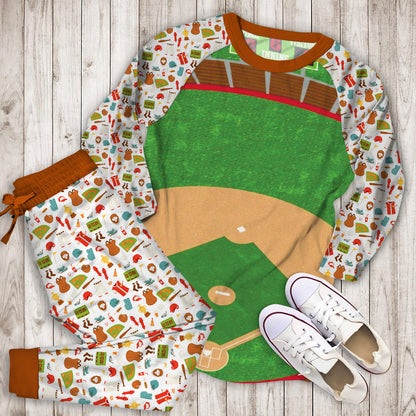 Baseball Pajama Set | Pajamas | Cotton Sleepwear Sets | Soft Long Sleeve Pjs | Raglan Shirt and Pants Set