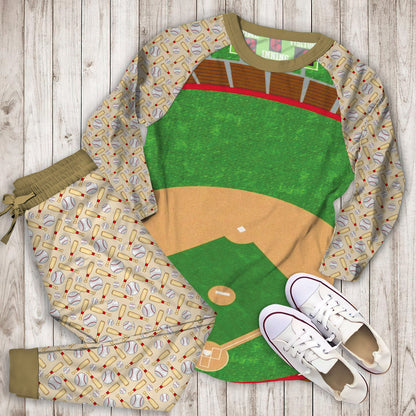 Baseball Pajama Set | Pajamas | Cotton Sleepwear Sets | Soft Long Sleeve Pjs | Raglan Shirt and Pants Set
