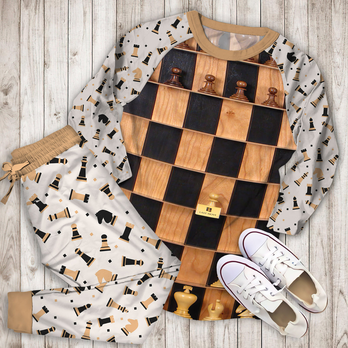 Walgal Knowledge Chess Rule Pajama Set |Sleepwear Pjs Sets | Raglan Shirt Pants Set