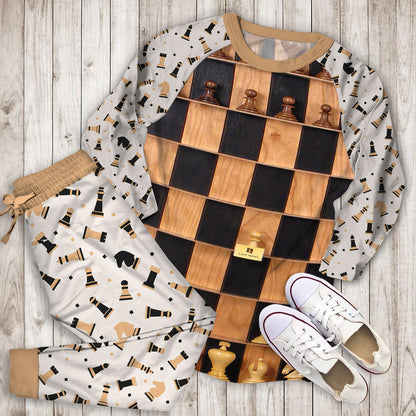 Walgal Knowledge Chess Rule Pajama Set |Sleepwear Pjs Sets | Raglan Shirt Pants Set
