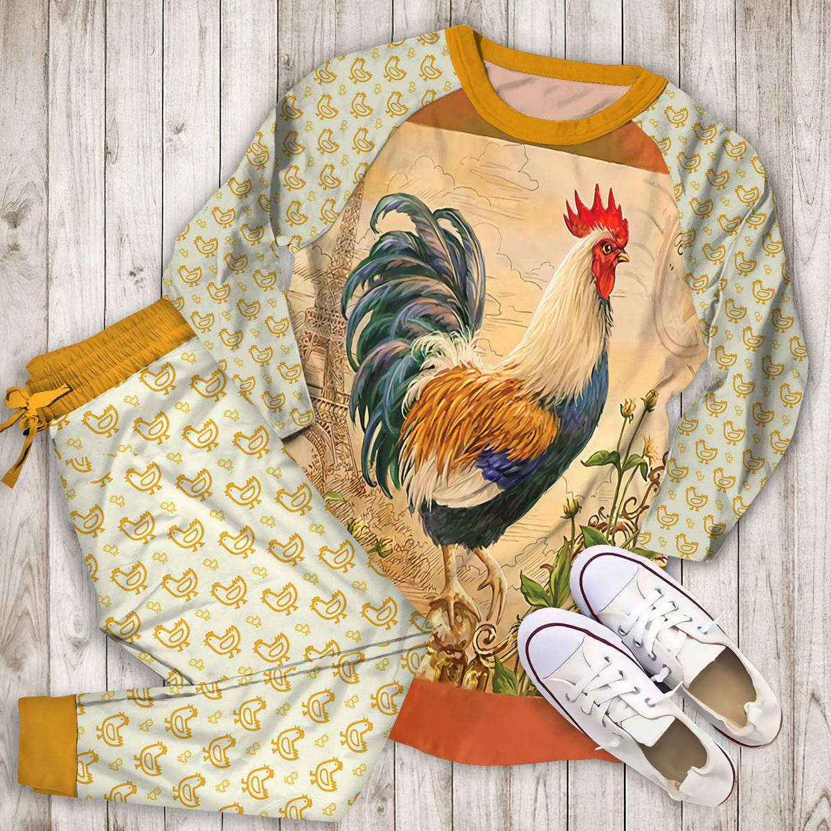 Chicken Pajama Set | Pajamas | Cotton Sleepwear Sets | Soft Long Sleeve Pjs | Raglan Shirt and Pants Set