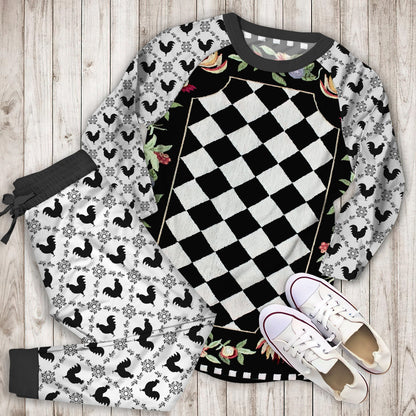 Black Rooster Pajama Set | Pajamas | Cotton Sleepwear Sets | Soft Long Sleeve Pjs | Raglan Shirt and Pants Set