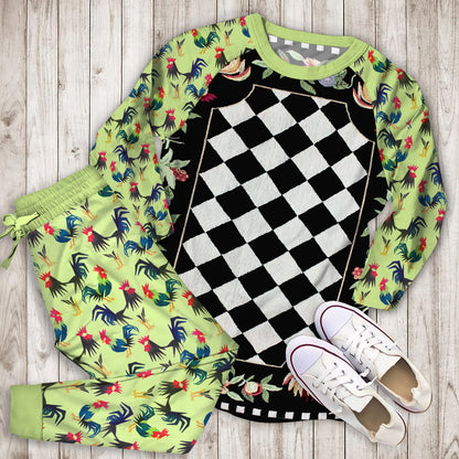 Black Rooster Pajama Set | Pajamas | Cotton Sleepwear Sets | Soft Long Sleeve Pjs | Raglan Shirt and Pants Set