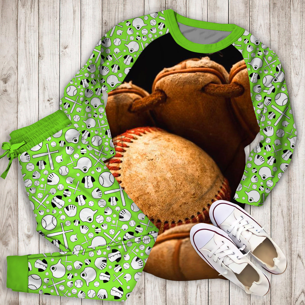 Baseball Personalized Name Pajama Set | Pajamas | Cotton Sleepwear Sets | Soft Long Sleeve Pjs | Raglan Shirt and Pants Set
