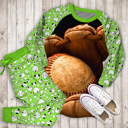 Baseball Personalized Name Pajama Set | Pajamas | Cotton Sleepwear Sets | Soft Long Sleeve Pjs | Raglan Shirt and Pants Set