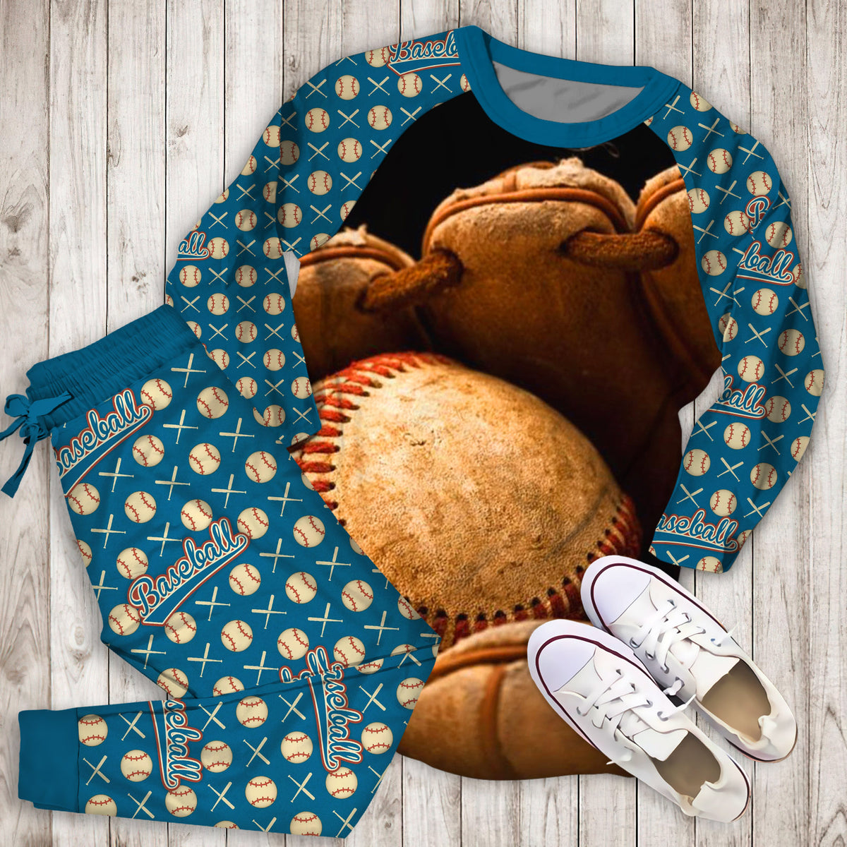 Baseball Personalized Name Pajama Set | Pajamas | Cotton Sleepwear Sets | Soft Long Sleeve Pjs | Raglan Shirt and Pants Set