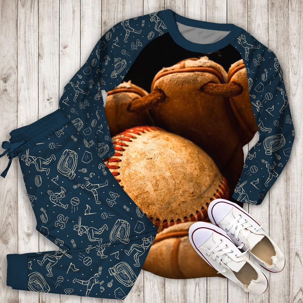 Baseball Personalized Name Pajama Set | Pajamas | Cotton Sleepwear Sets | Soft Long Sleeve Pjs | Raglan Shirt and Pants Set
