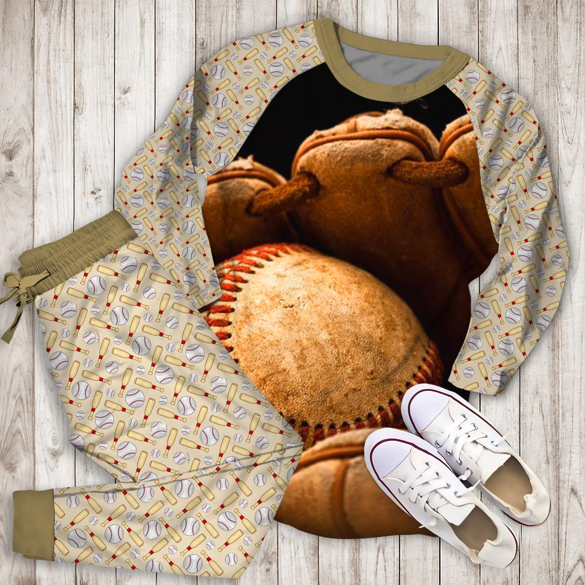 Baseball Personalized Name Pajama Set | Pajamas | Cotton Sleepwear Sets | Soft Long Sleeve Pjs | Raglan Shirt and Pants Set