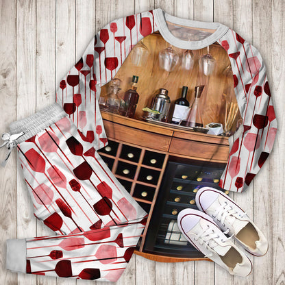 Wine Name Pajama Set | Pajamas | Cotton Sleepwear Sets | Soft Long Sleeve Pjs | Raglan Shirt and Pants Set