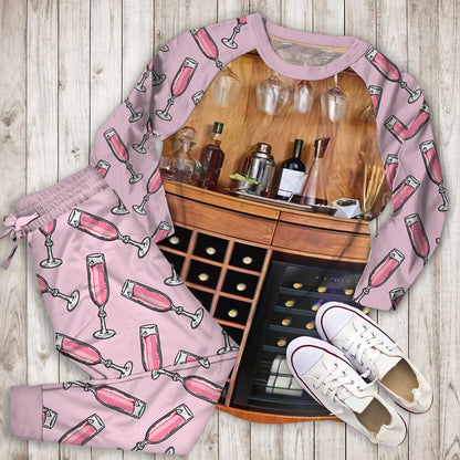 Wine Name Pajama Set | Pajamas | Cotton Sleepwear Sets | Soft Long Sleeve Pjs | Raglan Shirt and Pants Set