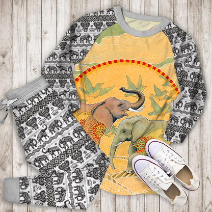 Elephant Pajama Set | Pajamas | Cotton Sleepwear Sets | Soft Long Sleeve Pjs | Raglan Shirt and Pants Set